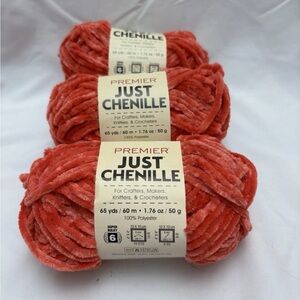 Lot 3 Premier Chenille Yarn Salmon Lot 1851